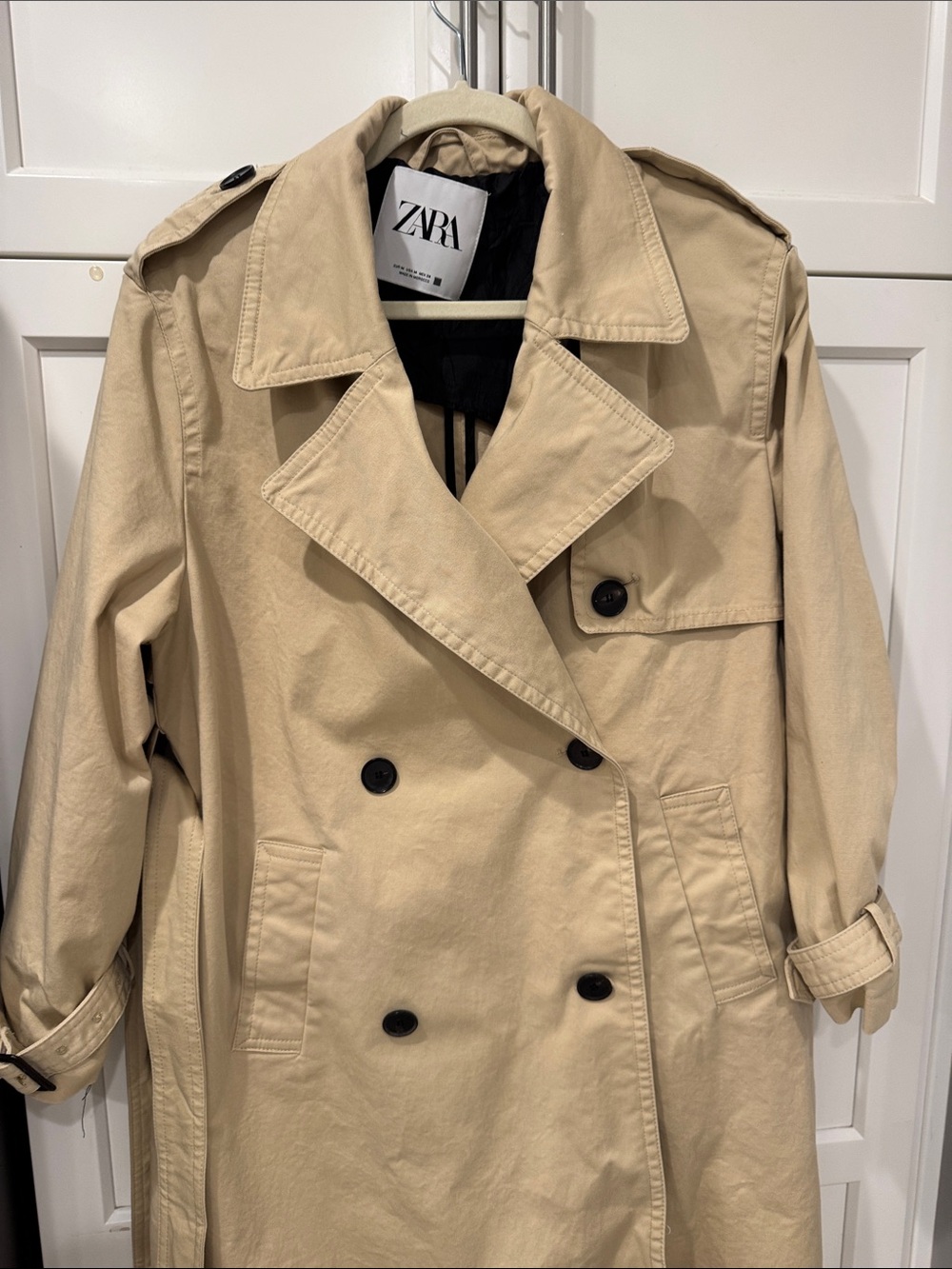 Zara Neutral Tan Double-Breasted Trench Coat - Picture 3 of 9